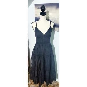 Lulus Womens NWT Little Black Sleevelees Tiered Dress Size Medium Whimsygoth